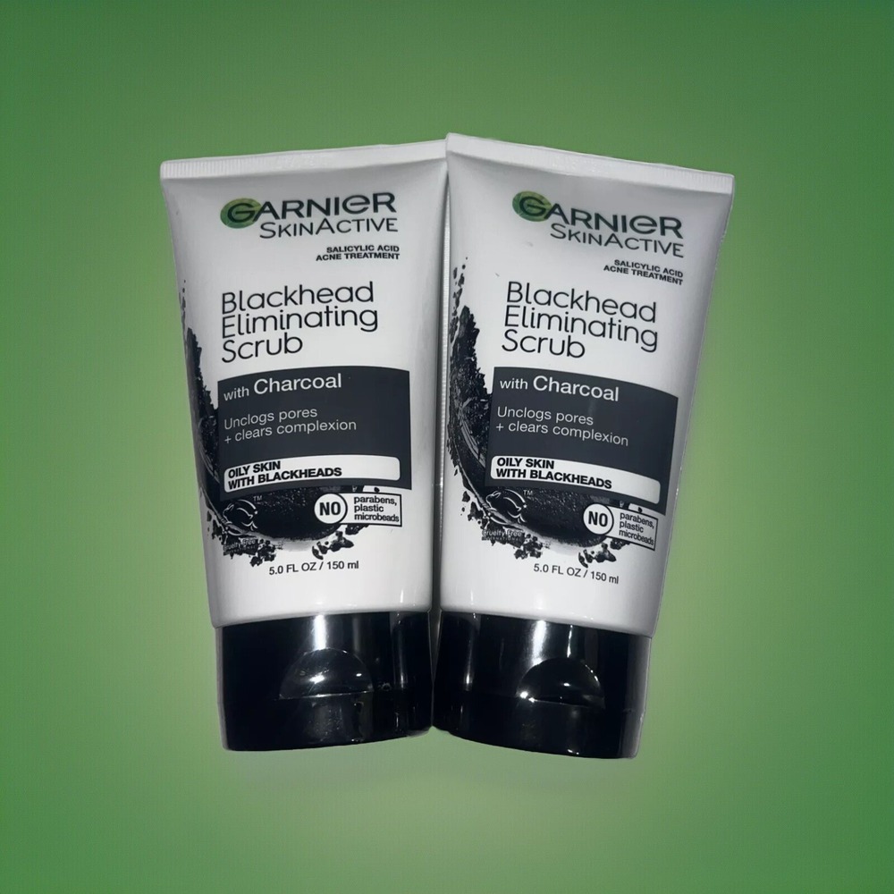 2pk Garnier SkinActive Blackhead Eliminating Scrub Charcoal Salicylic Acid‎ 5oz